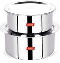 Sumeet Cook Smart TriPly SAS (Steel-Aluminium-Steel - 3 Layers) Tope Set of 2Pcs with Lid - No.18 (2Ltr 18Cm) No. 20 (3Ltr 20Cm)