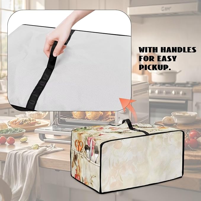 Doojoayie Small Appliance Dust Cover 4 Slice Toaster Cover Small Appliance Dust Protector for Toaster Oven/Bread Making Machine/Air Fryer Flower &amp Hummingbird Print
