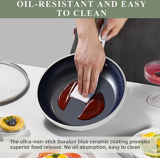 Nuwave 12pc Forged Lightweight Cookware Set G10 Healthy Duralon Ceramic Ultra Non-Stick Coating Vented Tempered Glass Lids Stay-Cool Handles Induction-Ready &amp Works on All Cooktops PFAS Free