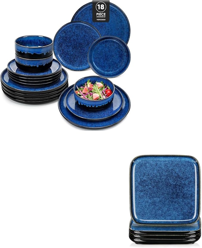 vancasso Starry 18 Pieces Dinnerware Sets for 6 Bundles 7.5 Inch Dessert Plates Set of 4