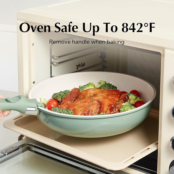 Redchef 32pcs Ceramic Pots and Pans Set Non Stick Nonstick Kitchen Cookware Set with Detachable Handle Non Toxic PFAS PFOA &amp PTFE Free RV Ceramic Cookware Set for Camping Dishwasher/Oven Safe