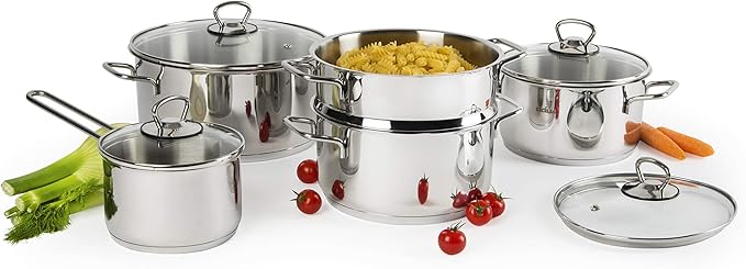 Excelsa EveryDay Cookware Set 9 Pieces Stainless Steel 18/10