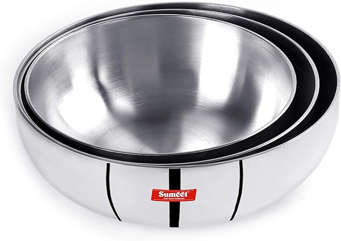 Sumeet 3mm Induction Bottom Aluminium Tasra Set of 3Pcs (1.8Ltr 2.3Ltr 2.8Ltr)