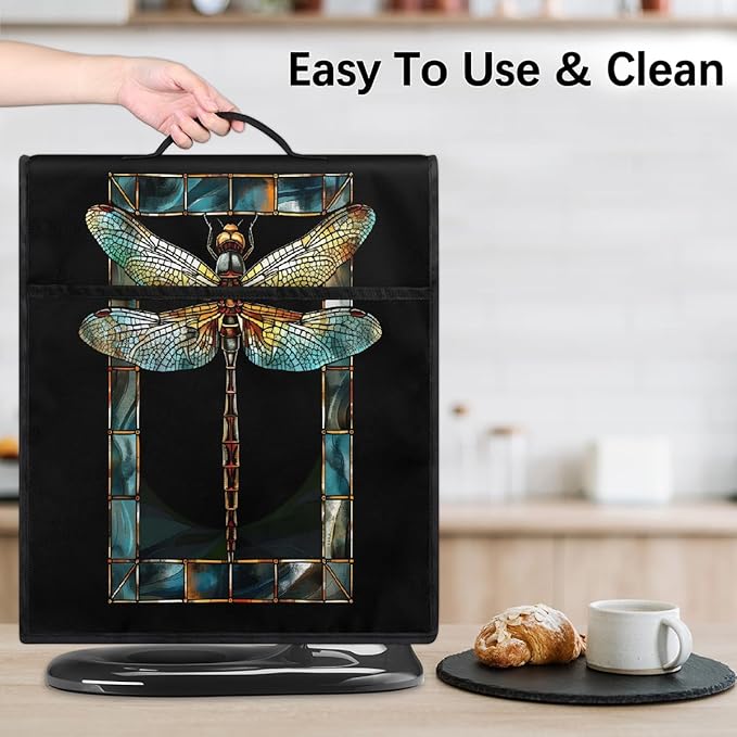 cfpolar Kitchen Aid Mixer Cover Compatible with 6-8 Quarts Animal Glass Painting Dragonfly Stand Mixer Cover Kitchen Aid Mixers Accessories Appliance Organizer Bag Dust Covers with Zipper Pocket