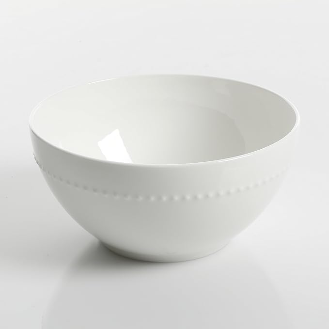 Gibson Elite Embossed Bone China 16-Piece Double Bowl Dinnerware Set Service for 4 – White Elegant Plates and Bowls