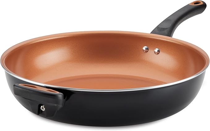 Farberware Glide Deep Nonstick Frying Pan / Fry Pan / Skillet with Helper Handle - 12.5 Inch Black