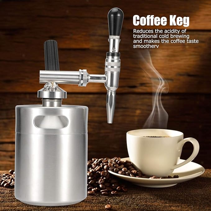 Stainless Steel Home Brew Nitrogen Infusion Coffee Keg SystemNitro Cold Brew Coffee Maker Nitrogen Gas System Coffee Dispenser Kit(2L) cold brew coffee maker nitro toddy iced nitro coffee ma