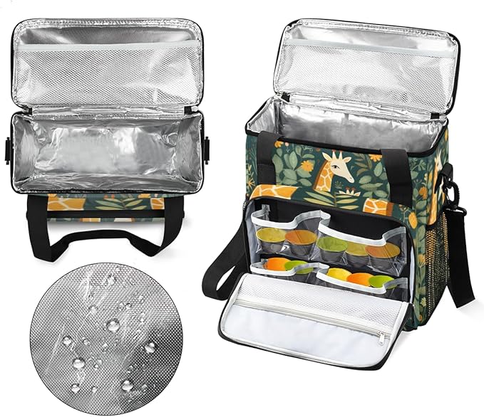 Forest Giraffe Coffee Maker Carrying Bag Retro Giraffe Travel Storage Bag Compatible with K-Mini or K-Mini Plus Single Serve Coffee Brewer Carrying Case with Multiple Pockets &amp Shoulder Strap