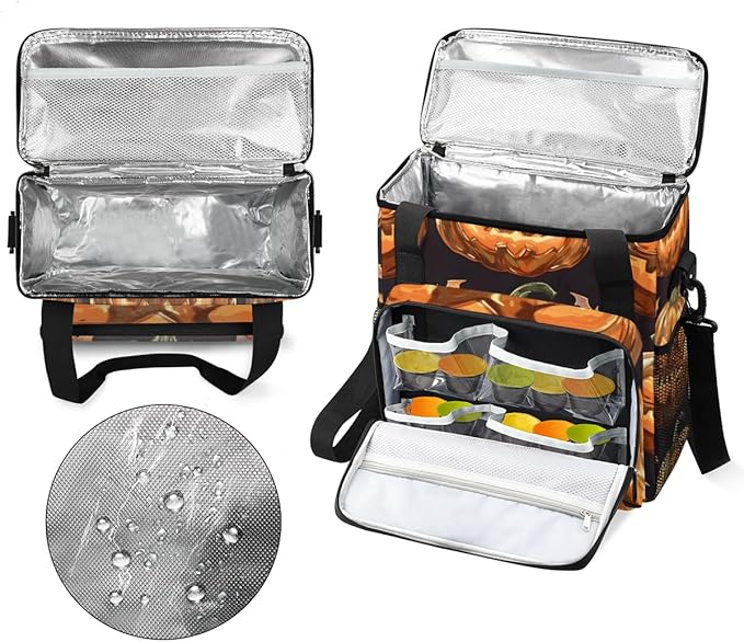 Abstract Pumpkin Coffee Maker Carrying Bag Glitter Pumpkin Travel Storage Bag Compatible with K-Mini or K-Mini Plus Single Serve Coffee Brewer Carrying Case with Multiple Pockets &amp Shoulder Stra