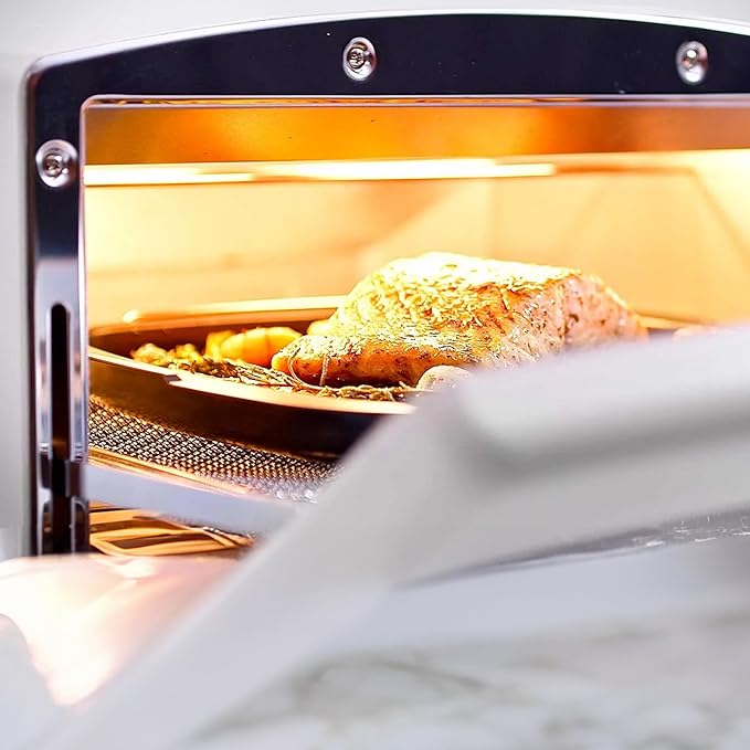 Countertop Toaster Oven Compact Kitchen Appliance with Graphite Heating Technology Eggshell White
