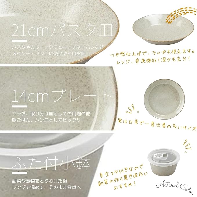 Aito Seisakusho 567-502 Mino Ware Natural Color Dinnerware Set Living Alone 6-Piece Set Gray Dishwasher Microwave Safe Made in Japan