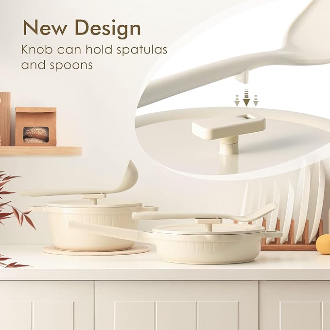 SENSARTE Ceramic Cookware Set Non-toxic 14 Pcs Nonstick Pots and Pans Set Dishwasher Safe Induction Cookware Healthy Kitchen Cooking Set w/Die-cast Lids PFOA/PFAS/PTFE Free