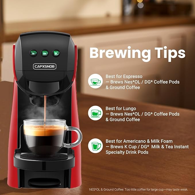 Warriors1 Coffee Maker for Keurig K Cup pod Espresso Machine for Nespresso Original Dolce Gusto Pods Ground Coffee Coffee Machine for kitchens apartments dorms RVs &amp camping 28 oz Reservoi