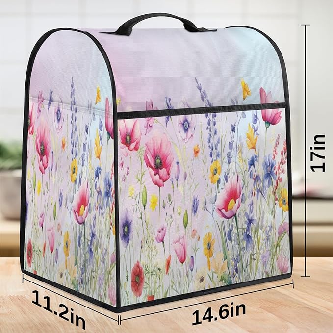 cfpolar Kitchen Aid Mixer Cover Compatible with 6-8 Quarts Flower Colorful Floral Stand Mixer Cover Kitchen Aid Mixers Accessories Appliance Organizer Bag Dust Covers with Zipper Pocket