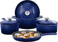 MegaChef 7 Piece Enameled Cast Iron Cookware Set in Blue
