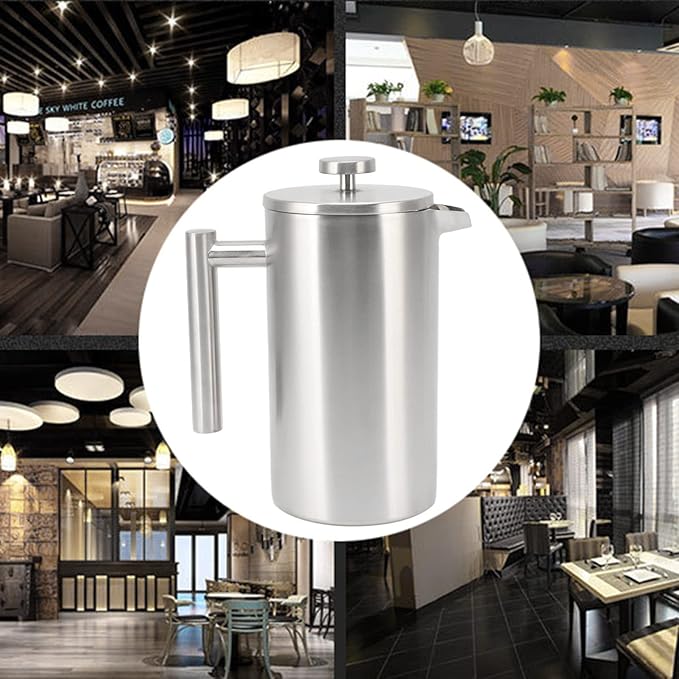 French Press Coffee Maker304 Grade Stainless Steel Coffee PressFrench Press Coffee Maker with Filter Double Wall Insulated Rust Proof Dishwasher Safe 1L