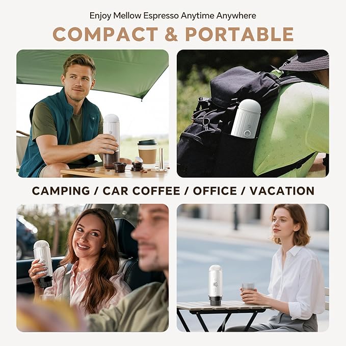 Portable Espresso Coffee Maker with Manual Coffee Grinderfor Travel、car、hiking and climbing