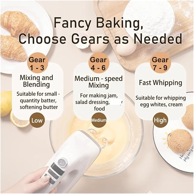 Fit for 400W Electric Kitchen Blender - DC Hand Mixer with Storage Base &amp Electronic Control 304 Stainless Steel Six Rods Set Mixer
