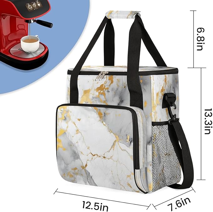 Pattern Classic Marble Coffee Maker Carrying Bag for Keurig K-Mini or K-Mini Plus Storage Portable Coffee Maker Travel Bag
