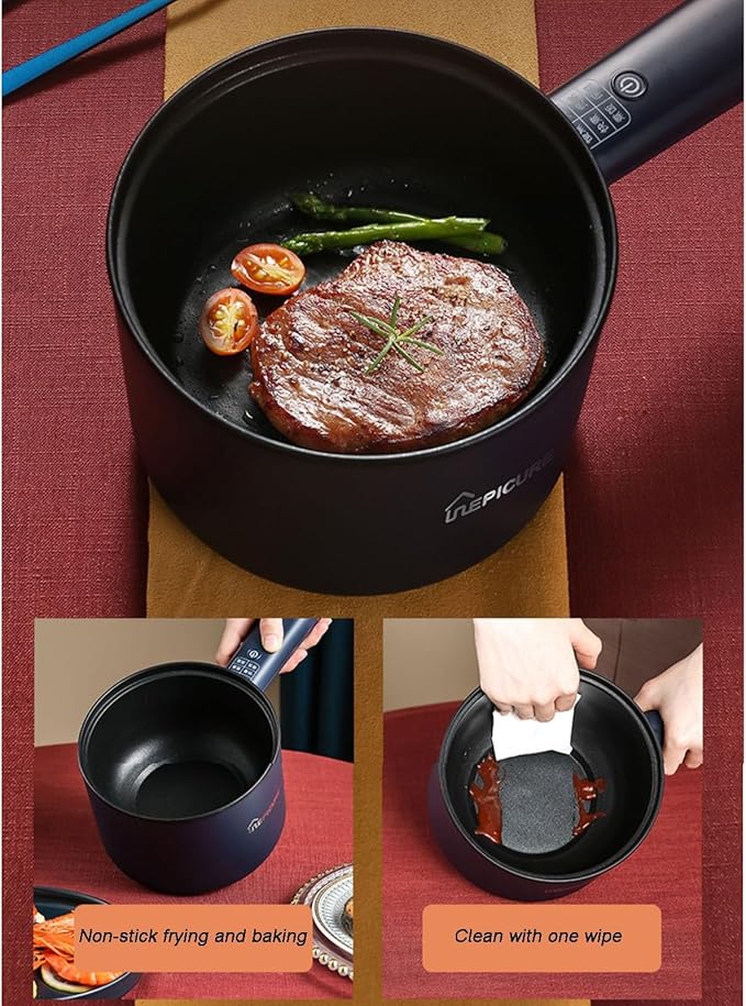 Small Rice Cooker 2.5l Electric Frying Pan With SteamerMultifunction Portable Nonstick Frying Pan Household Multifunctional Frying Steaming And Boiling Noodle Cooker For Student Dormitory(GreenSi