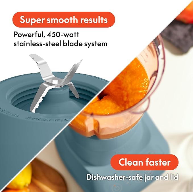 bella 10 Speed Countertop Blender Juicer &amp Smoothie Maker Fits-anywhere™ Kitchenware Slim Flip &amp Store Design Dishwasher Safe 48oz Capacity Pitcher &amp Lid Stainless Steel Blade 450 Wa