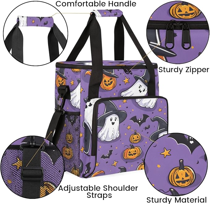 Halloween Pumpkin Coffee Maker Carrying Bag Cute Pumpkin Travel Storage Bag Compatible with K-Mini or K-Mini Plus Single Serve Coffee Brewer Carrying Case with Multiple Pockets &amp Shoulder Strap