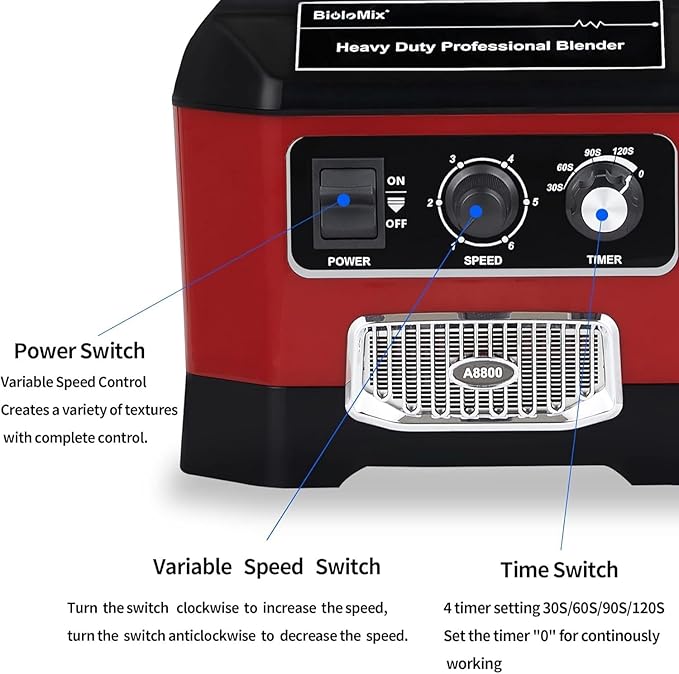 professional 2200w commercial blender with timer