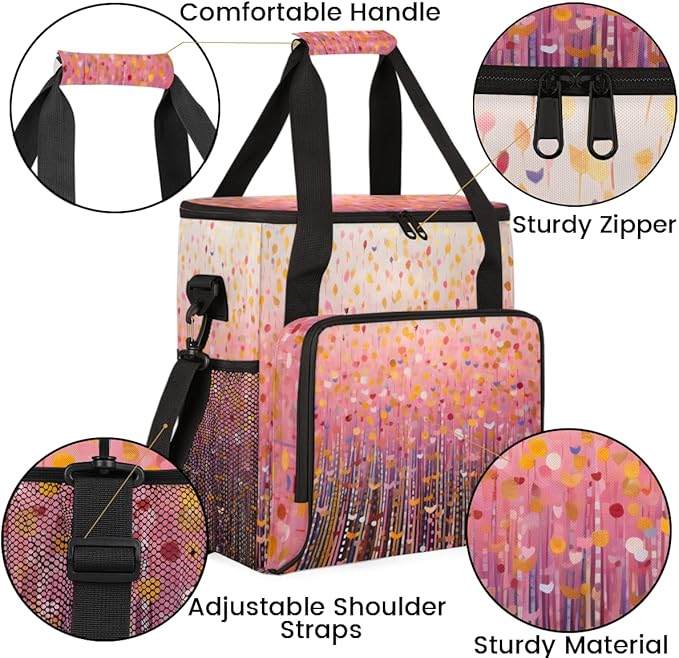 Glitter Coffee Maker Carrying Bag Rose madder Portable Travel Storage Tote Bag Compatible with K-Mini or K-Mini Plus Single Serve Coffee Brewer Carrying Case with Multiple Pockets &amp Shoulder Str