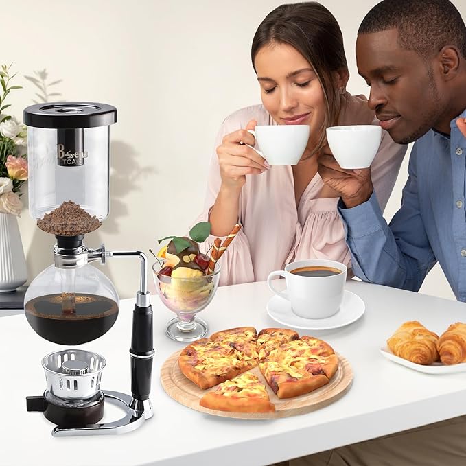 Amarine 5-Cup Tabletop Siphon Coffee Maker 16 Ounce Clear with Alcohol Burner (TCA-5)