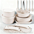 24 Pcs pots and pans setcookware set non stickpots and pans set Oven-safe and dishwasher-safePFAS/PFOA FreeInduction Dishwasher Oven Safe cookware set(White)