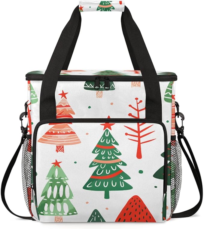 Bright Tree Coffee Maker Carrying Bag Christmas Festivals Travel Storage Bag Compatible with K-Mini or K-Mini Plus Single Serve Coffee Brewer Carrying Case with Multiple Pockets &amp Shoulder Strap