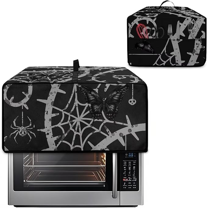 Doojoayie Toaster Cover 4 Slice Kitchen Appliance Covers 18.5x14.5x 9 Small Appliance Dust Protector with Top Handle Easy to Storange Spider Web Print