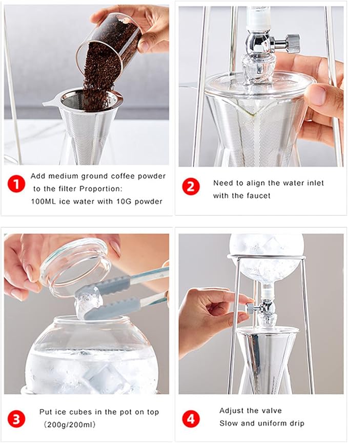 Ice Drip Coffee Pot Brewing Coffee Machine Reusable Glass Household Summer Cold Water Pitcher Portable Teaware Coffee Maker Tool