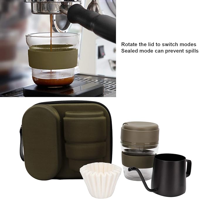 Alvinlite Portable Drip Coffee Maker Green 300ml Capacity Compact Manual Coffee Pot Cup Travel Coffee Maker Kit