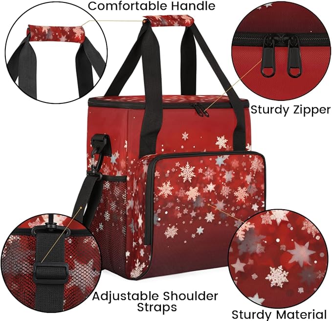 Xmas Snowflakes Coffee Maker Carrying Bag Magic Snowflakes Travel Storage Bag Compatible with K-Mini or K-Mini Plus Single Serve Coffee Brewer Carrying Case with Multiple Pockets &amp Shoulder Stra