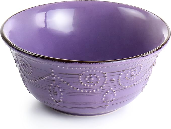 Elama Rustic Birch 16 Piece Stoneware Dinnerware Set in Purple Purple with Brown Accents (EL-RUSTICBIRCH)
