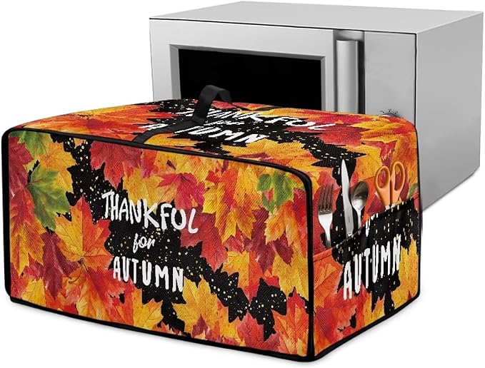 Doojoayie Small Appliance Covers Thankful Autumn Toaster Cover 6 Slice Kitchen Appliance Protector 19.7x16x 10 Compatible with Toaster Machine