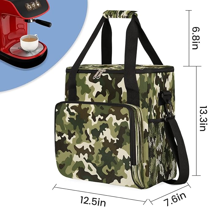 Camo Green Coffee Maker Travel Bag for K-Mini or K-Mini Plus Single Serve Coffee Brewer Portable Storage Tote Case for Tarvel