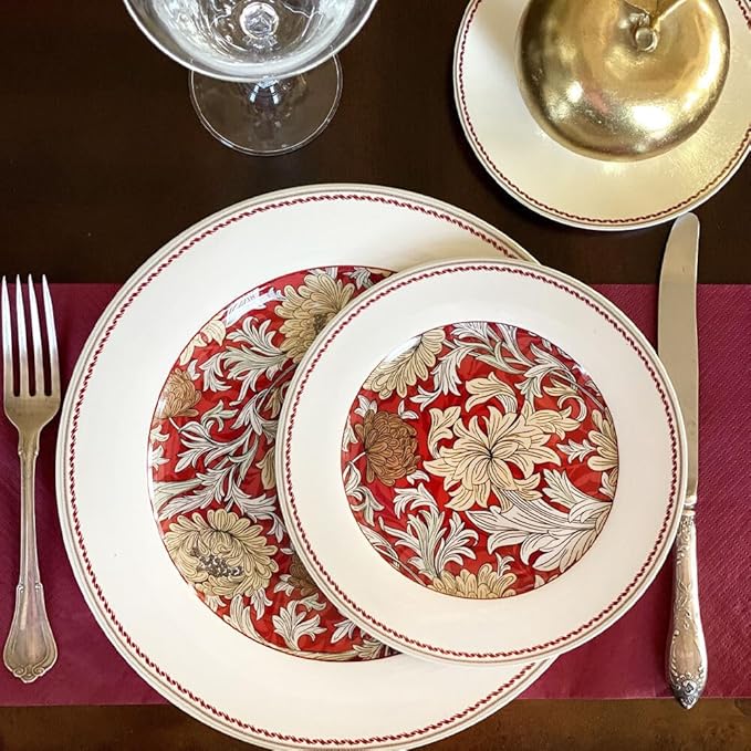 STPGoods 20-Piece Dinnerware Set - Porcelain Plates and Bowls Set with Mugs Dessert Salad Dinner Plates and Bowls Sets William Morris Floral Design Dishes Set - Service for 4