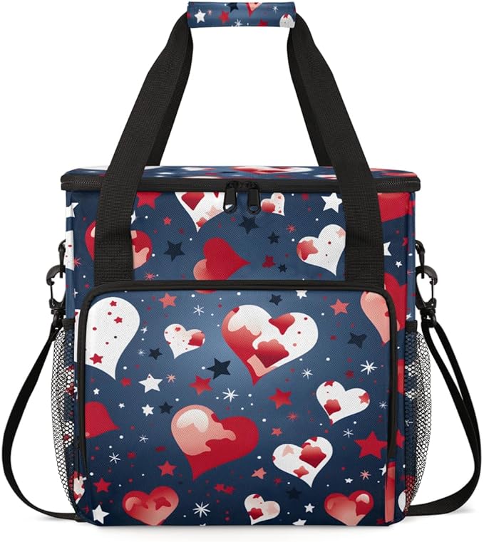Glowing Patriotism 4th of July Coffee Maker Carrying Bag Travel Storage Bag Compatible with K-Mini or K-Mini Plus Single Serve Coffee Brewer Carrying Case with Multiple Pockets &amp Shoulder Strap