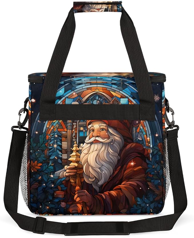 Colorful Santa Claus Coffee Maker Carrying Bag Christmas Santa Claus Travel Storage Bag Compatible with K-Mini or K-Mini Plus Single Serve Coffee Brewer Carrying Case with Pockets &amp Shoulder Str