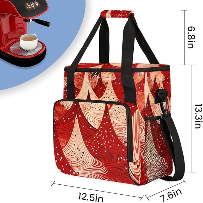 Mystical Christmas Tree Coffee Maker Carrying Bag Travel Storage Bag Compatible with K-Mini or K-Mini Plus Single Serve Coffee Brewer Carrying Case with Multiple Pockets &amp Shoulder Strap
