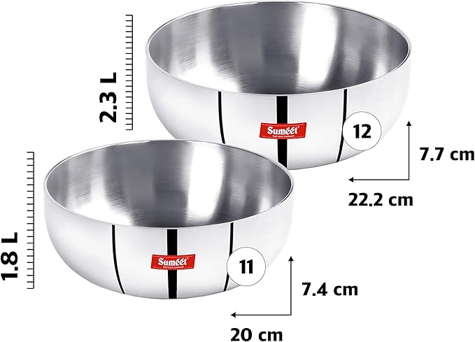Sumeet 3mm Induction Bottom Aluminium Tasra Set of 2Pcs (1.8Ltr 2.3Ltr)