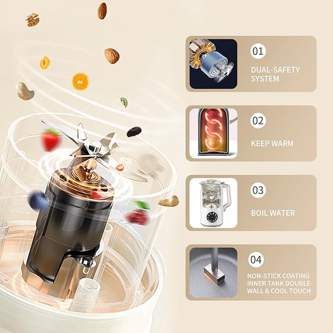 10 in 1 Nut Milk Maker Machine Almond Milk Maker 40oz Self Clean/12H Delay/Keep Warm/Boil One Touch Soy Milk Maker Homemade Oat Nutri Plant Based and Non Dairy Beverages