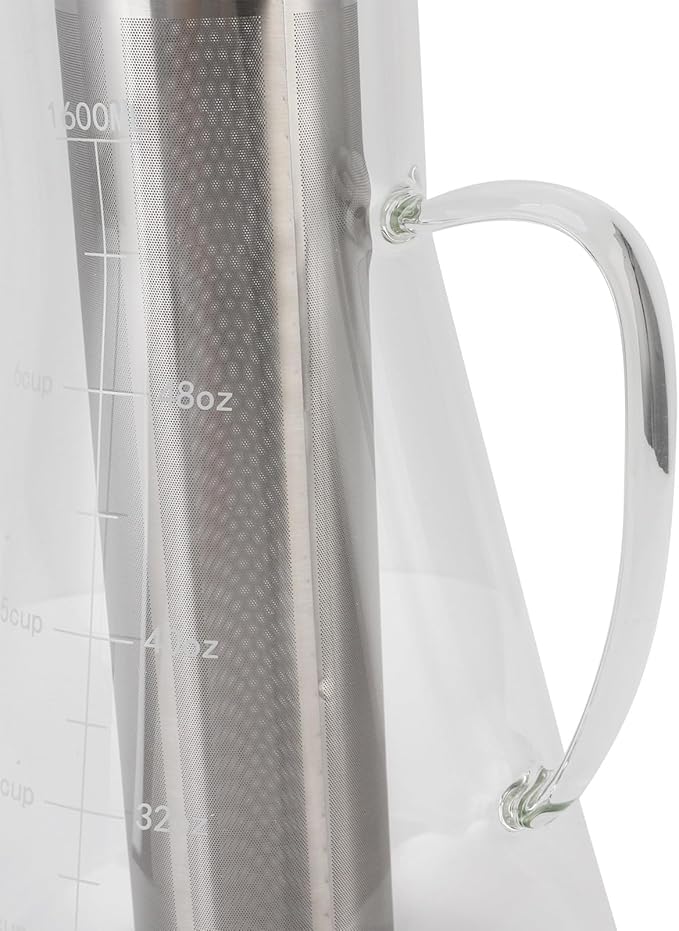 Cold Brew Coffee Maker 1600ML Stainless Steel Filter Temperature Proof Iced Coffee Brewer with Ergonomic Handle for Home Office