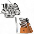 imarku 14PCS Kitchen Cookware Sets &amp Premium Knife Block Set