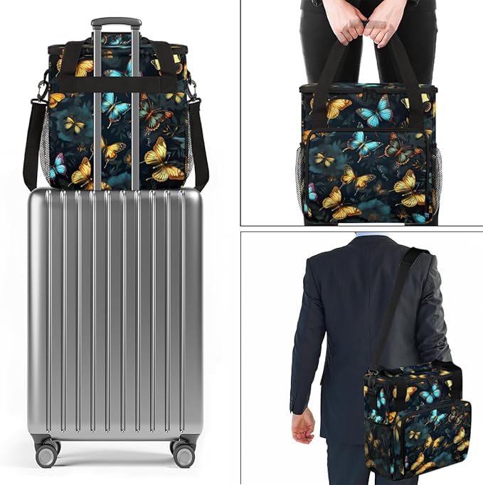 Dreamy Butterfly Coffee Maker Carrying Bag Flame Butterfly Travel Storage Bag Compatible with K-Mini or K-Mini Plus Single Serve Coffee Brewer Carrying Case with Multiple Pockets &amp Shoulder Stra