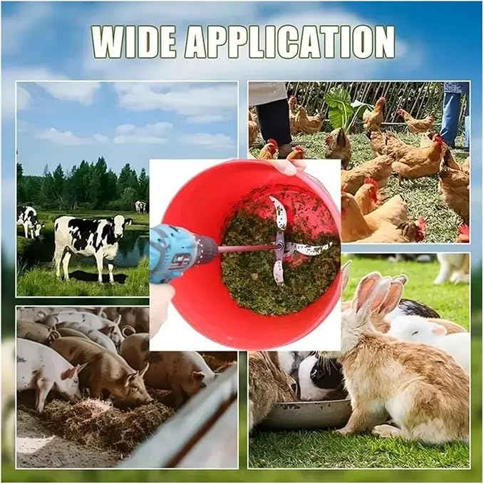 4 Blades Fruit Vegetable Cutter Blade With 50CM Rod Shaft Base Electric Drill Chopper Compatible For Farm Pig Feed Crusher Stirring Mixer