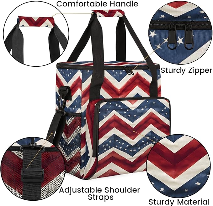 Star-Blasted Sky 4th of July Coffee Maker Carrying Bag Travel Storage Bag Compatible with K-Mini or K-Mini Plus Single Serve Coffee Brewer Carrying Case with Multiple Pockets &amp Shoulder Strap