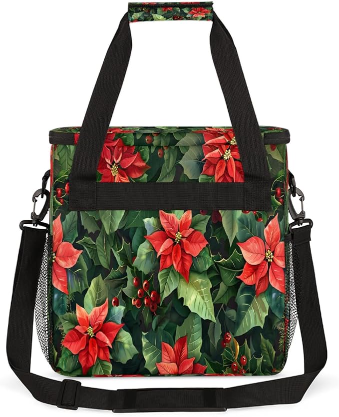 Christmas (617) Coffee Maker Carring Bag Travel Carrying Storage Tote Bag Compatible with Keurig K-Mini or K-Mini Plus Portable Single Serve Coffee Brewer Case with Pockets for K-cup Pods